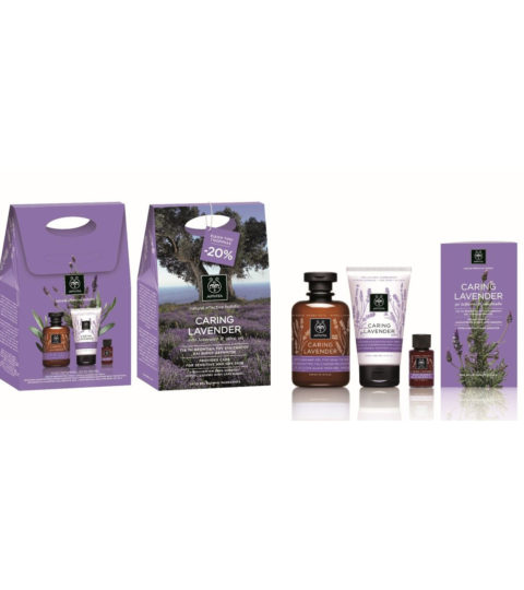 Apivita Promo Caring Lavender, Αφρόλουτρο 300ml & Ενυδατική Κρέμα 150ml & Ενυδατικό Λάδι 20ml