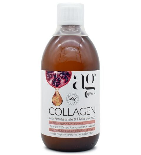 Ag Pharm Collagen Pomegranate Πόσιμο Κολλαγόνο Με Ρόδι Και Υαλουρονικό Οξύ 500ml