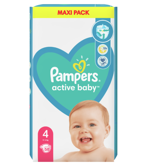 Pampers Active Baby Maxi No 4 (9-14kg) TEMAXIA 3X58 Πάνες Μωρού